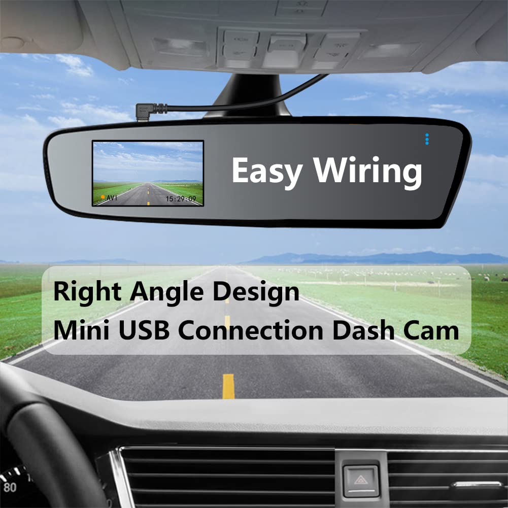 Maixbomr Short Mini USB Charging Cable 9inch, 90 Degree USB 2.0 A Male to Mini USB Right Angle Male Data Sync and Charge Cable, for Dash Cam