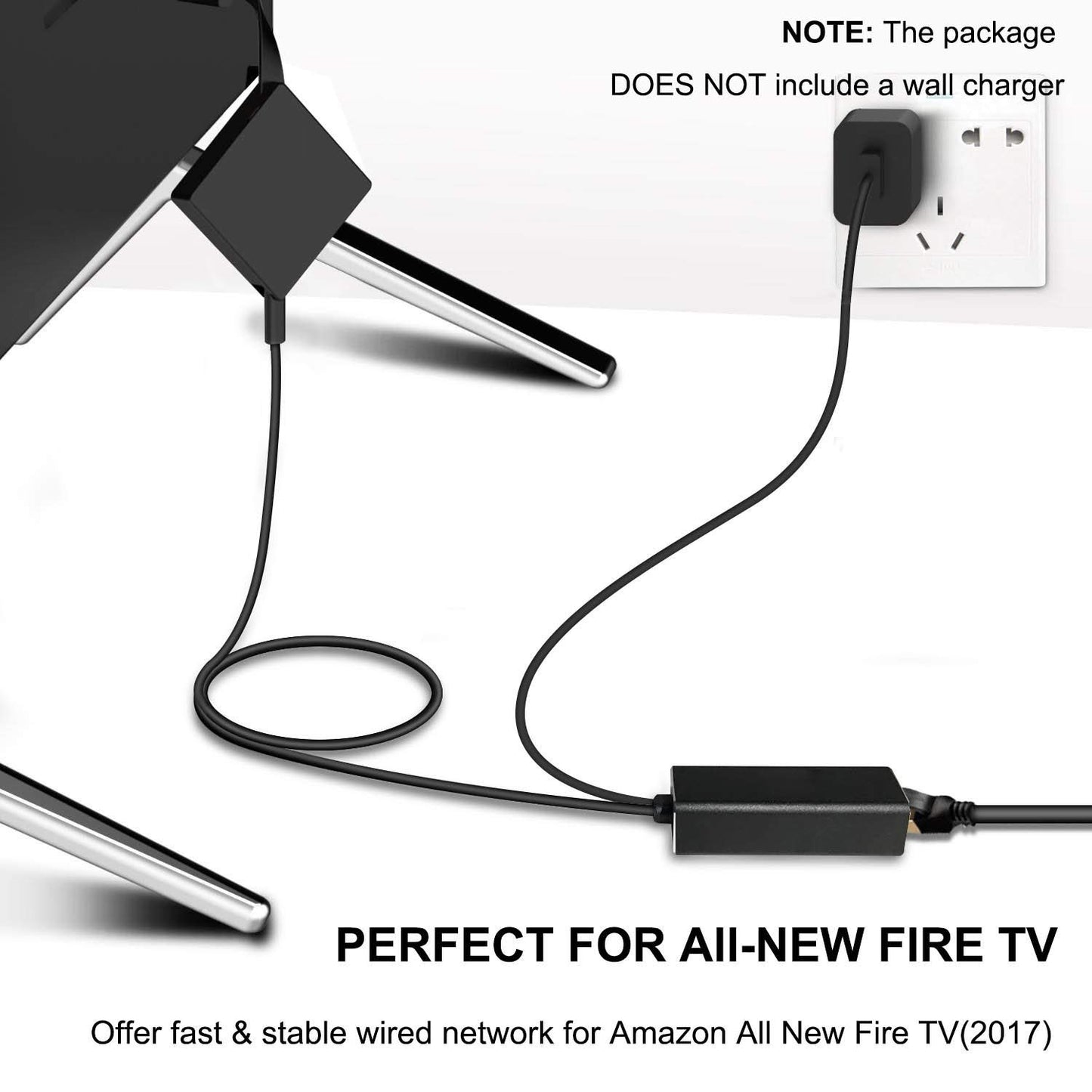 Weixinke Ethernet Adapter for Fire TV Stick (2nd GEN), All-New Fire TV (2017), Chromecast Ultra / 2/1 / Audio, Google Home Mini, USB A to RJ45 100Mbps