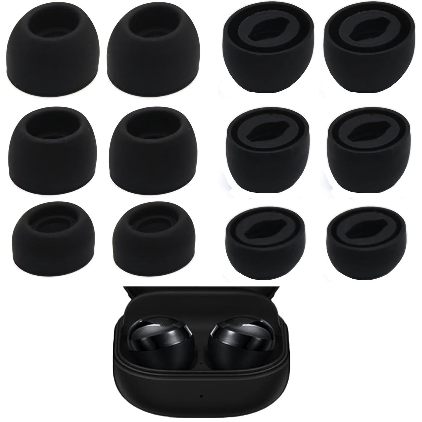 Miayaya 6 Pairs Galaxy Buds Pro Ear Tips, Soft Silicone Washable Ear Tips, Compatible with Galaxy Buds Pro 2021 SM-R190 Earbuds Tips Gels, Fit in