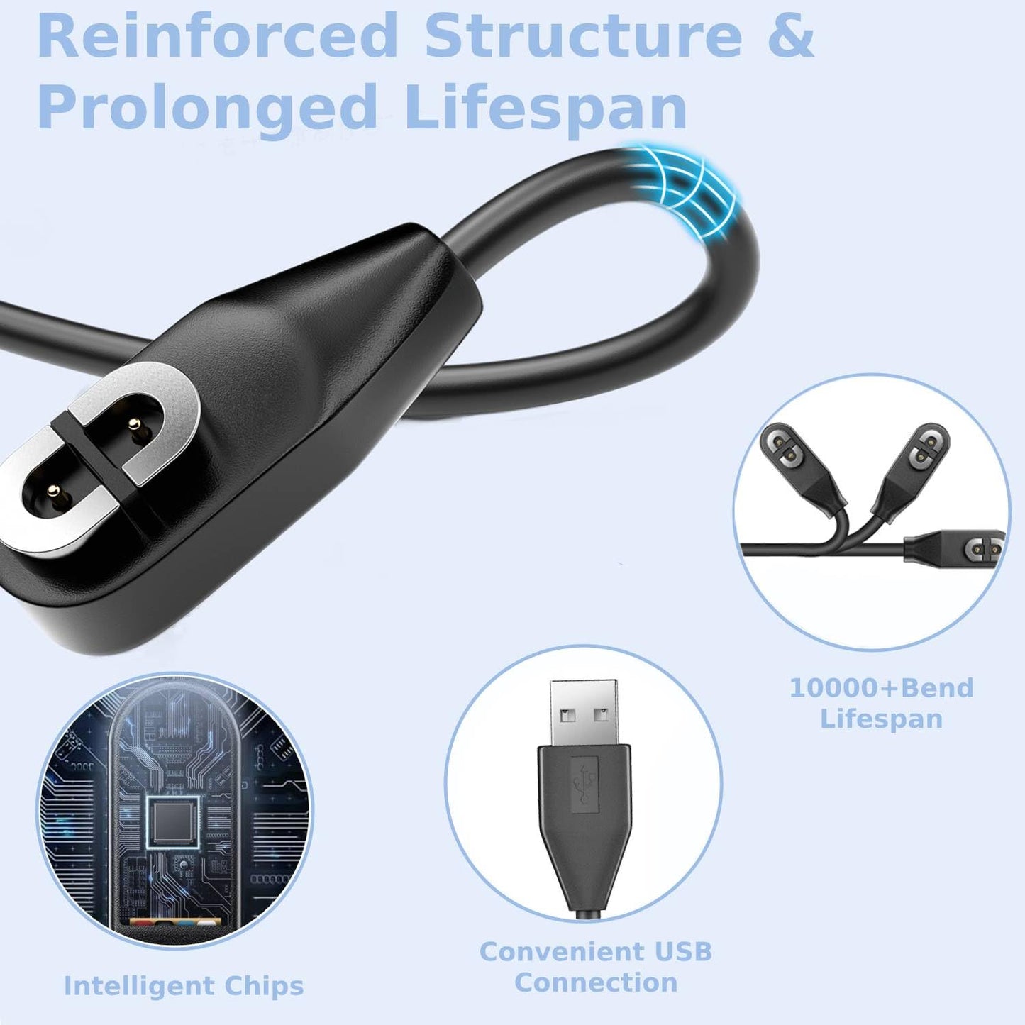 HCHNH Replacement for Shokz Headphones Charging Cable, 2 Pack Charger for Shockz Aftershokz Open Run Headphone, 3.3ft Magnetic USB Cord