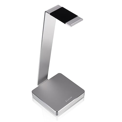 LUXA2 E-One Silver Solid-Metal Aluminum Universal Gaming Headphone Stand/Hanger/Holder for Beats, Senheiser, Sony, Bose, Philips, Audio-Technica…
