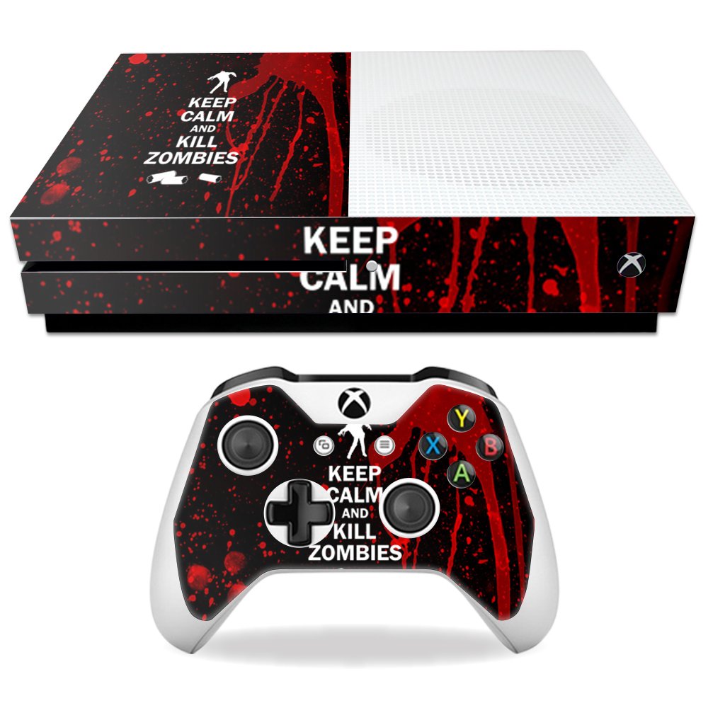MightySkins Skin Compatible with Microsoft Xbox One S - Kill Zombies | Protective, Durable, and Unique Vinyl Decal wrap Cover | Easy to Apply, Remove