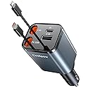 Retractable Car Charger, 4 in 1 USB C Car Charger Fast Charging?Durable Material? 69W Car Phone Charger Adapter with 2 Retractable Cables and USB