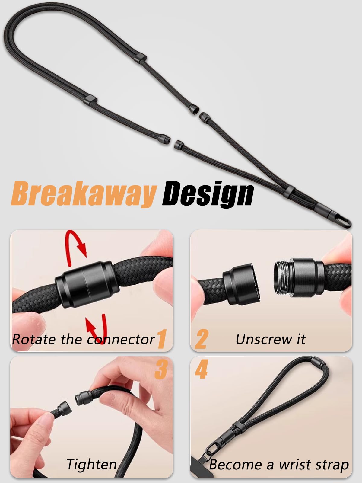 Vxhinqy 3-In-1 Phone Lanyard Crossbody,Universal Adjustable Nylon Cellphone Strap Anti Theft for Crossbody,Neck,Wrist