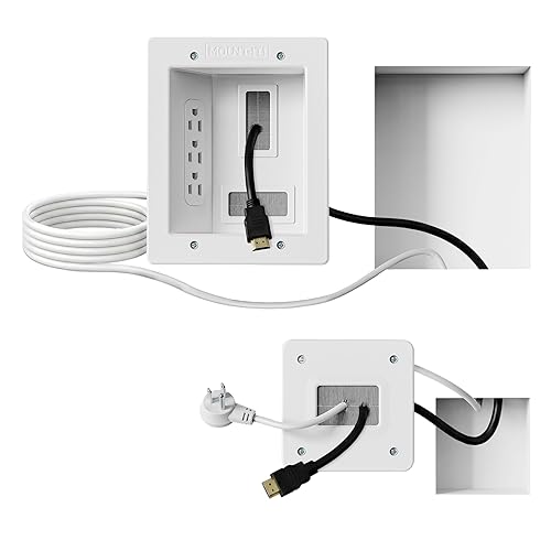 Mount-It! in-Wall TV Cable Management Kit with Recessed Power - Triple Outlet, 9ft Extension Cord and Hand Saw - Easy, Safe TV Outlet Wall Kit and TV