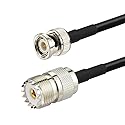 Eightwood UHF Female SO239 to BNC Male Adapter RG58 Antenna Jumper Cable 3 Feet for Handheld CB Radio, Amateur Radio, Ham Radio, Radio Scanner