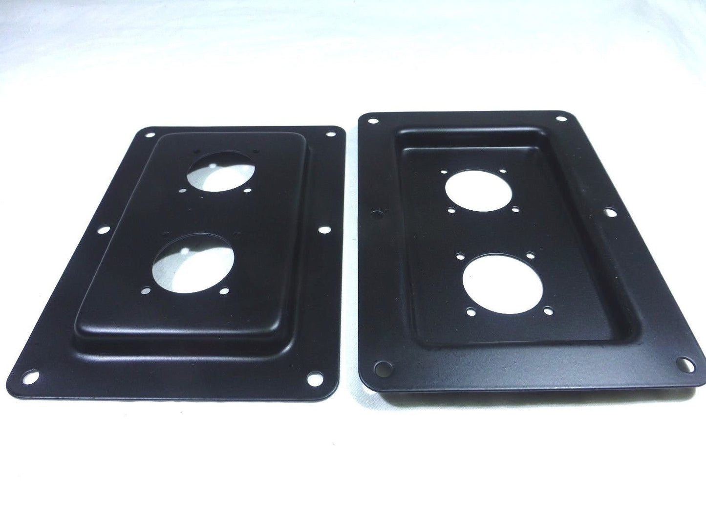 (2) Two Black Metal Speaker Jack Plates for Dual Large SpeakOn NL8MPR, NL4MPR