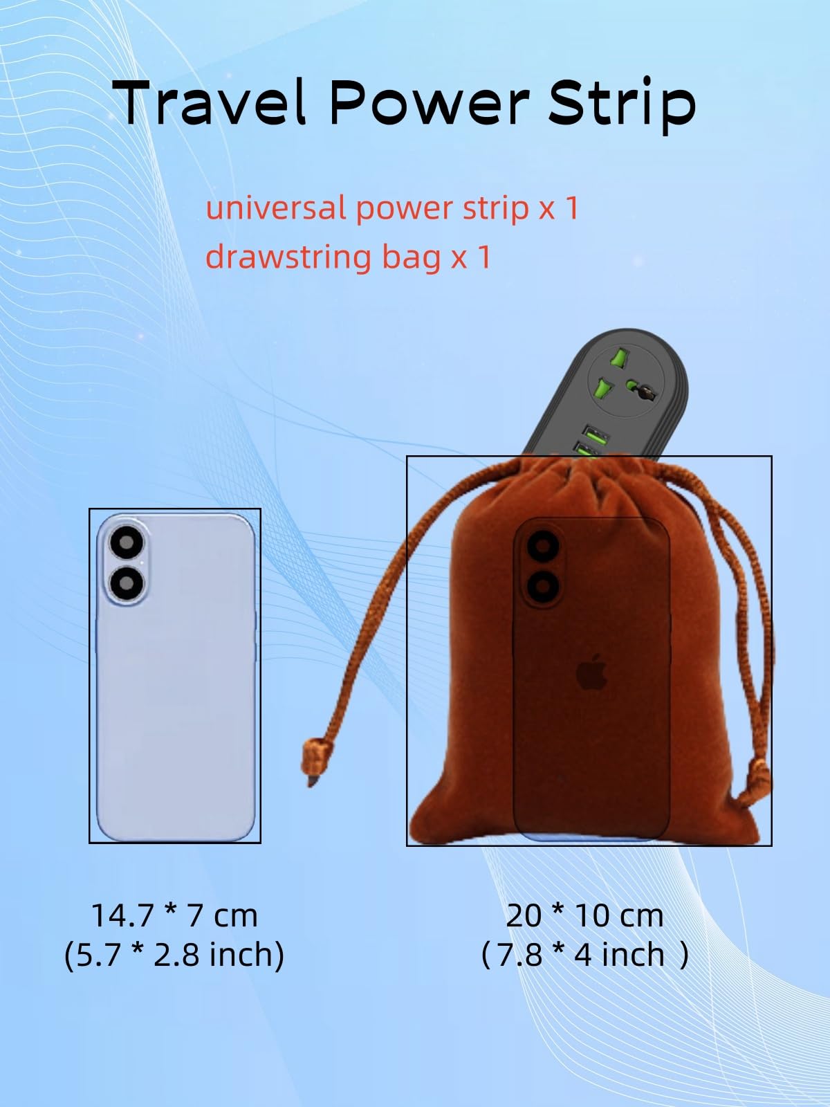 Travel Plug Adapter, COOFINE Universal Power Strip with 2 AC Outlets, 3 USB Ports (1 USB C), 110-240v, 6ft International Power Adapter with Portable