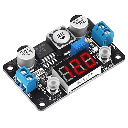 DROK Buck Converter 24v to 5v, DC 4-32V to 1.25-30V 3A Adjustable Step Down Module, LM2596 Voltage Regulator Board, 12V to 5 V LED Power Supply…