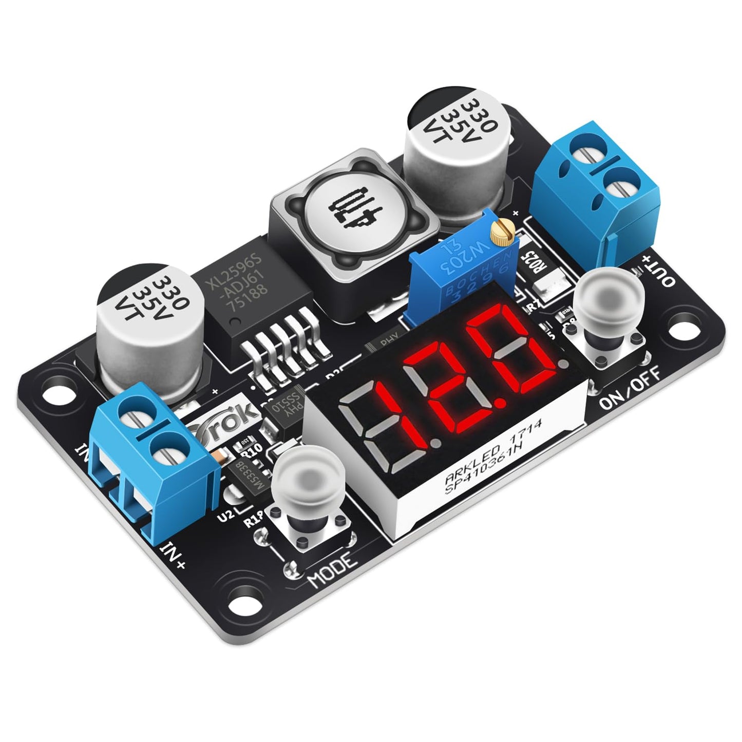 DROK Buck Converter 24v to 5v, DC 4-32V to 1.25-30V 3A Adjustable Step Down Module, LM2596 Voltage Regulator Board, 12V to 5 V LED Power Supply…