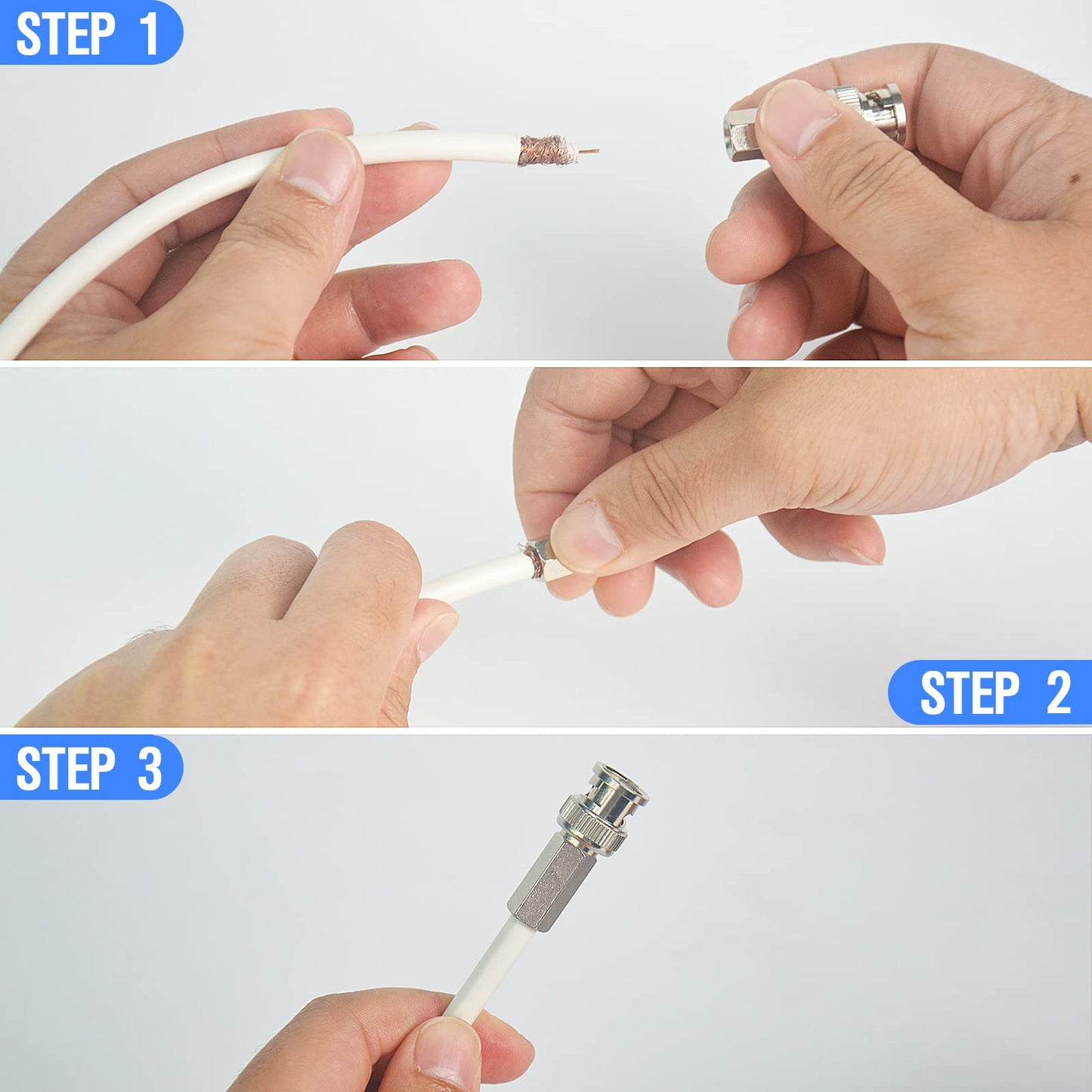ENS BNC Male Twist-On Connector, Coax RG 59 Connector, Perfect for Professional CCTV Security Surveillance System, 50 PCs