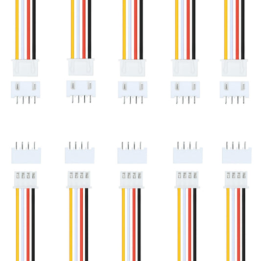 10Pairs JST-XH 2.54mm 4Pin Header Connector Kit with Male and Female Connectors Adapter 200mm 26AWG Flat Wire Cable Compatible with JST XH Plug