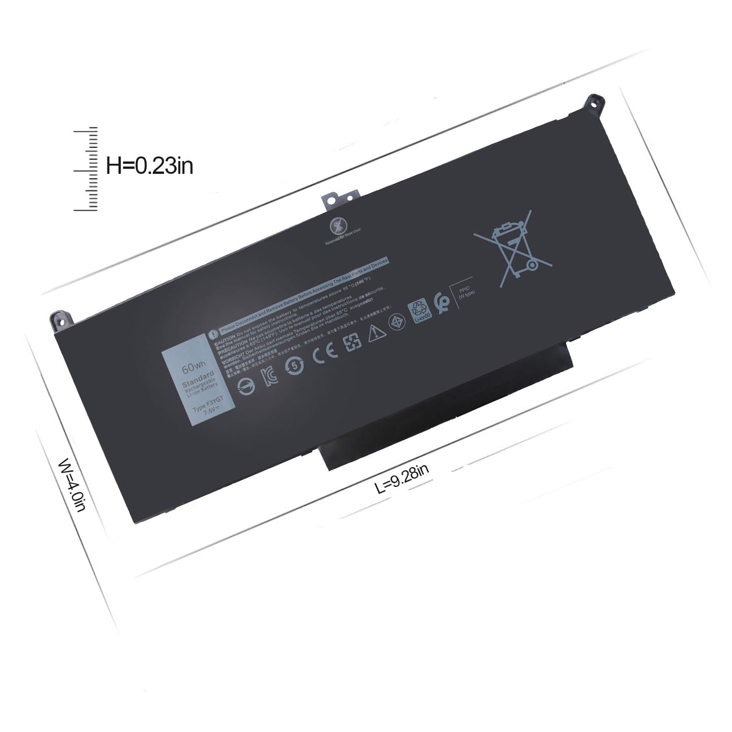 ESTENGPRO 7480 7490 F3YGT Laptop Battery Replacement for Dell Latitude 7280 7390 7380 7290 7480 7490 P29S002 P73G002 Series DM3WC DM6WC KG7VF P73G