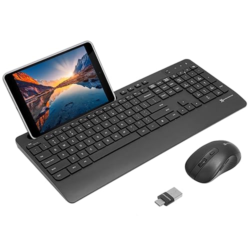 X9 Wireless USB-C Keyboard and Mouse Combo - Dual Port Compatibility (USB C + A) - Versatile Mouse Keyboard Combo Wireless w/ 8" Phone Stand and 113