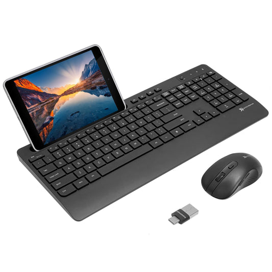 X9 Wireless USB-C Keyboard and Mouse Combo - Dual Port Compatibility (USB C + A) - Versatile Mouse Keyboard Combo Wireless w/ 8" Phone Stand and 113