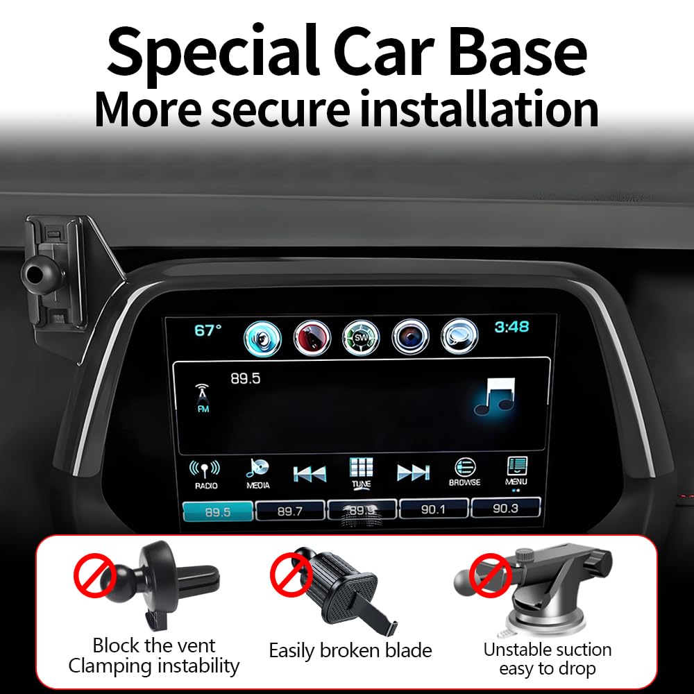 Car Magnetic Phone Mount for Chevrolet Chevy Camaro 2016 2017 2018 2019 2020 2021 2022 2023 2024 Auto Accessories Best Cellphone Holder Fast 15W