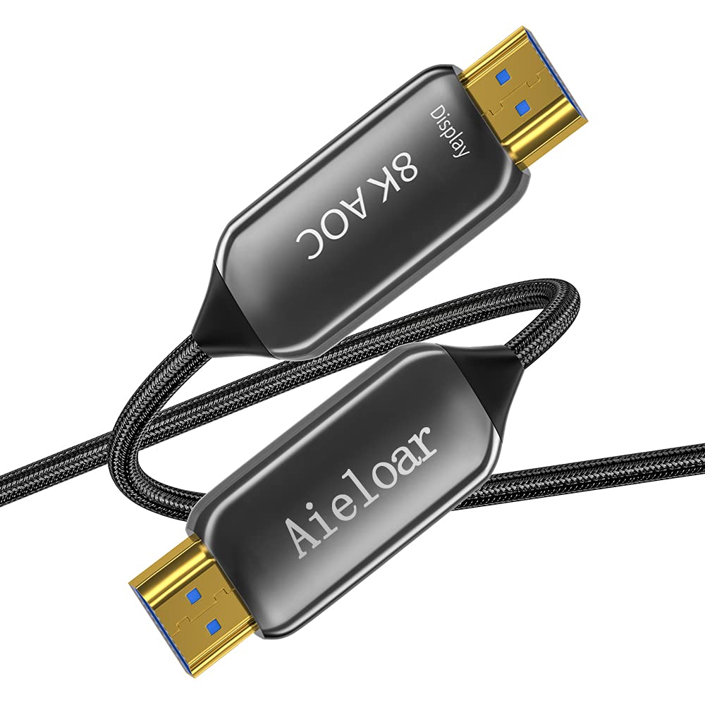 Aieloar Fiber Optic HDMI 2.1 Cable 100ft, 8K HDMI Cable 60Hz Support with Ultra High Speed 48Gbps,4K@120Hz,Dynamic HDR10,eARC,HDCP2.2