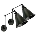 DZSUMY Industrial Black Wall Sconce,Angle Adjustable Decorative Modern Farmhouse Wall Mount Light for Living Room Wall Lamp Set of 2