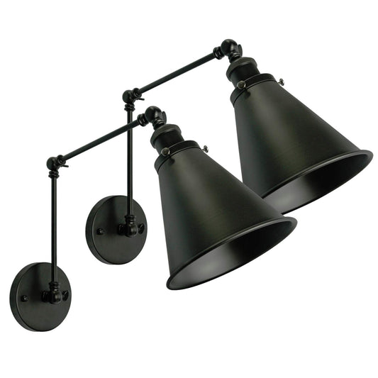 DZSUMY Industrial Black Wall Sconce,Angle Adjustable Decorative Modern Farmhouse Wall Mount Light for Living Room Wall Lamp Set of 2