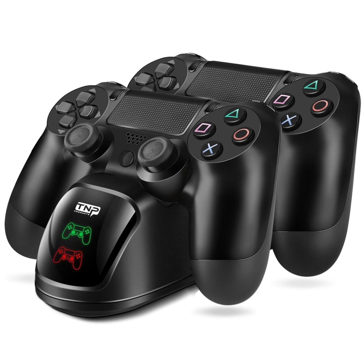 TNP PS4 Controller Charging Station Dock Stand PS-4 Dualshock Control Gamepad USB Port Dual Charger Cradle Base with Cable & LED Indicator for Sony