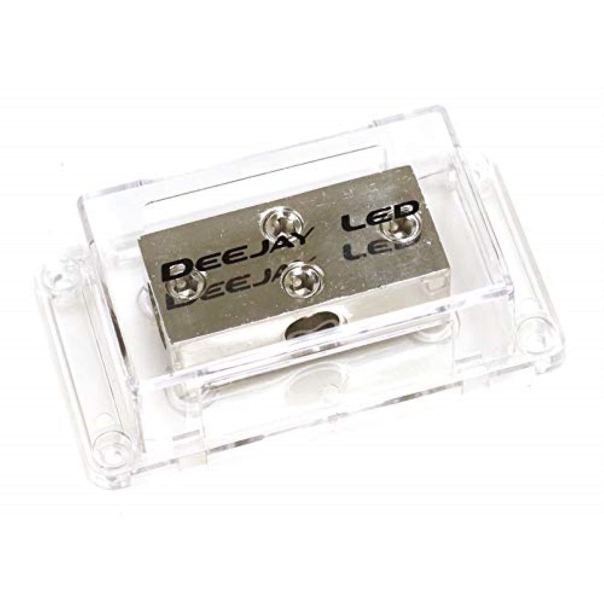 DEEJAY LED 0 Gauge to 3X 0 Gauge Power Distribution Block for Car Audio, Car Audio Power Distribution Block, Solid, Nickel Plated, Clear Snap-On Cover, Reliable Mechanical Design