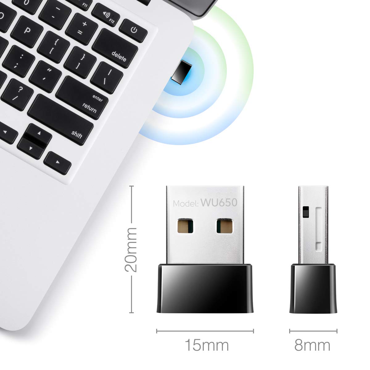 Cudy AC 650Mbps USB WiFi Adapter for PC, 5GHz/2.4GHz Wireless Dongle, WiFi, USB Wireless Adapter for Laptop - Nano Size, Compatible with Windows XP