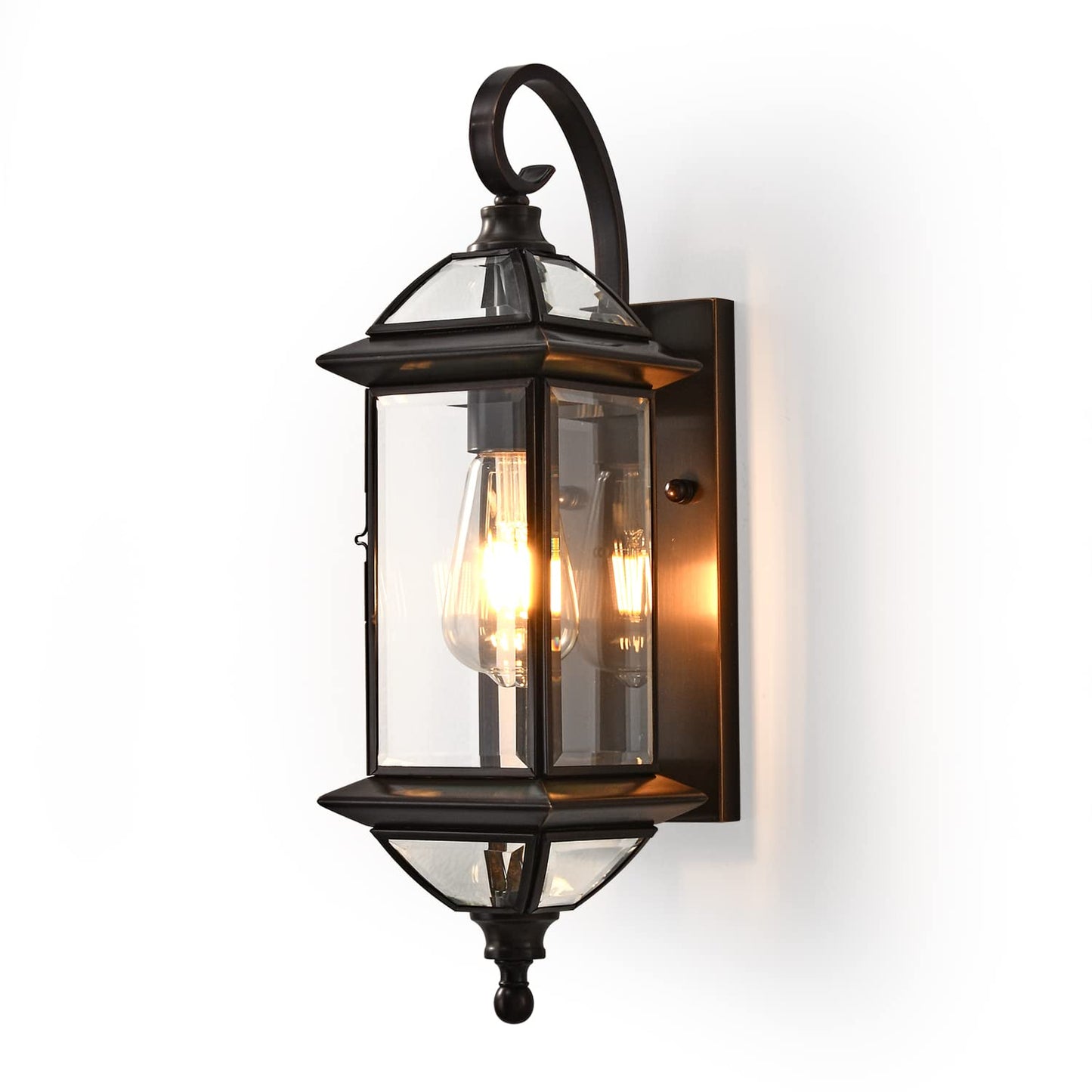 Milaii 18.5" H Copper Outdoor Wall Lights Exterior Waterproof Wall Sconce Light Fixture E26 Socket Oil Rubbed Bronze Porch Light with Clear Glass