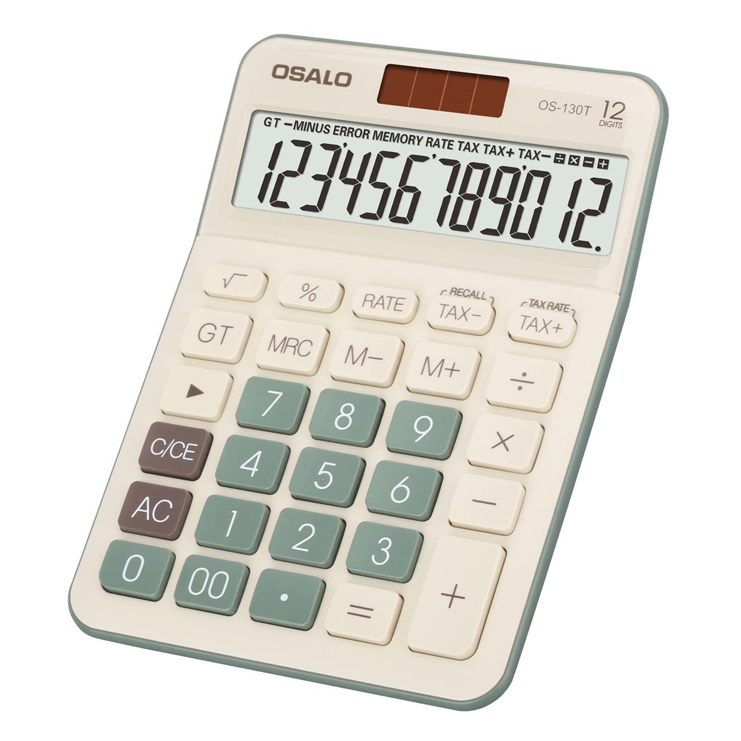 Desktop Calculator Large LCD Display 12 Digit Number Big Button Tax Financial Accounting Calculator, Battery and Solar Powered, for Desk Office Home