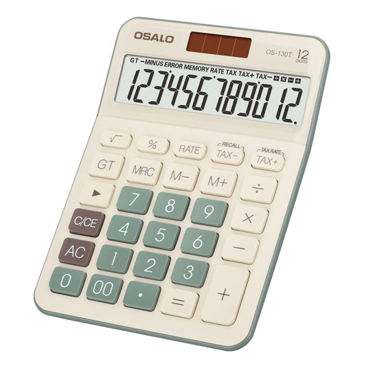 Desktop Calculator Large LCD Display 12 Digit Number Big Button Tax Financial Accounting Calculator, Battery and Solar Powered, for Desk Office Home
