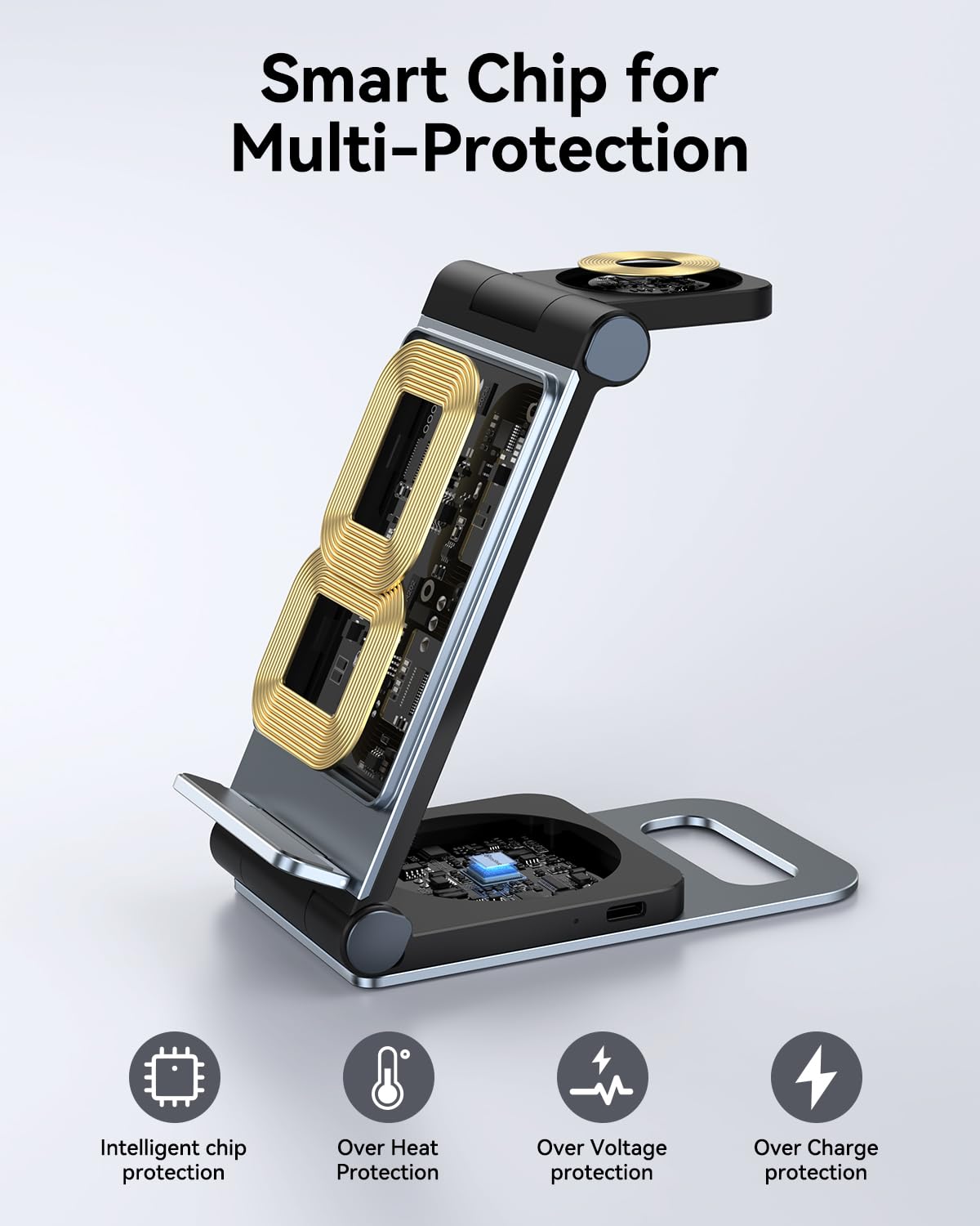 Wireless Charger for Samsung 3 in 1 Wireless Charging Station Foldable Wireless Charger Stand for Samsung S26 S25 Ultra S24 S23 S22 S21 / Z Flip/Z