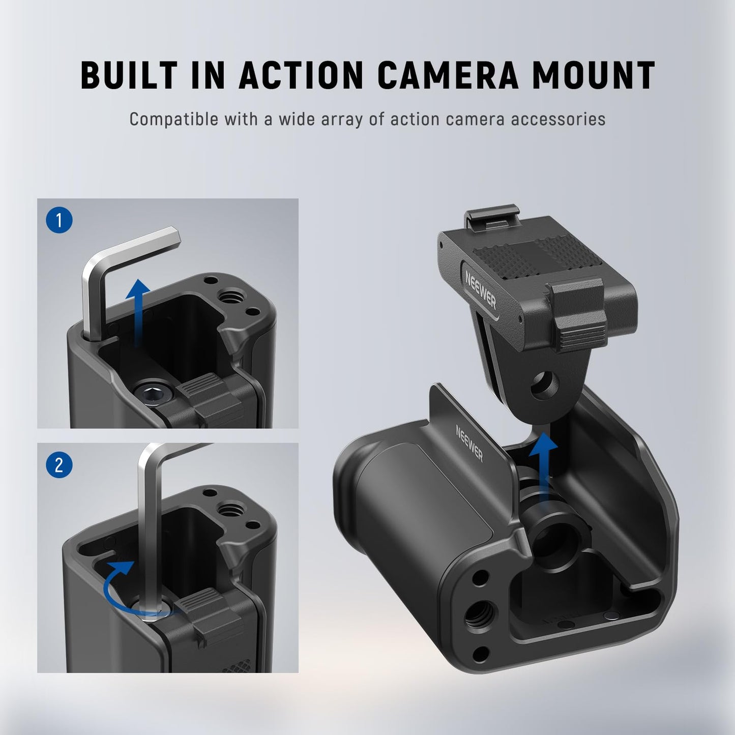 NEEWER AC034 Side Handle Only for AC014 Cage Compatible with DJI Osmo Action 5 Pro/4/3, Modular Quick Release Magnetic Action Camera Mount Adapter