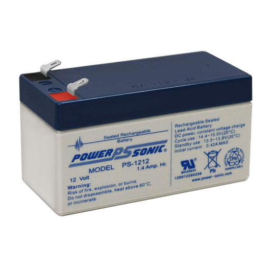 Power-Sonic Rechargeable Sealed Lead Acid Battery PS-1212 12V 1.4 AH @ 20-hr. 12V 1.3 AH @ 10-hr, Gray case - Blue top (PS-1212F1)