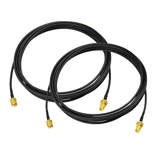 Bingfu WiFi Antenna Extension Cable 2-Pack RP-SMA Male to RP-SMA Female Bulkhead Mount RG174 Cable 3m 10 feet for WiFi Router Security IP Camera