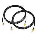 Bingfu WiFi Antenna Extension Cable 2-Pack RP-SMA Male to RP-SMA Female Bulkhead Mount RG174 Cable 3m 10 feet for WiFi Router Security IP Camera