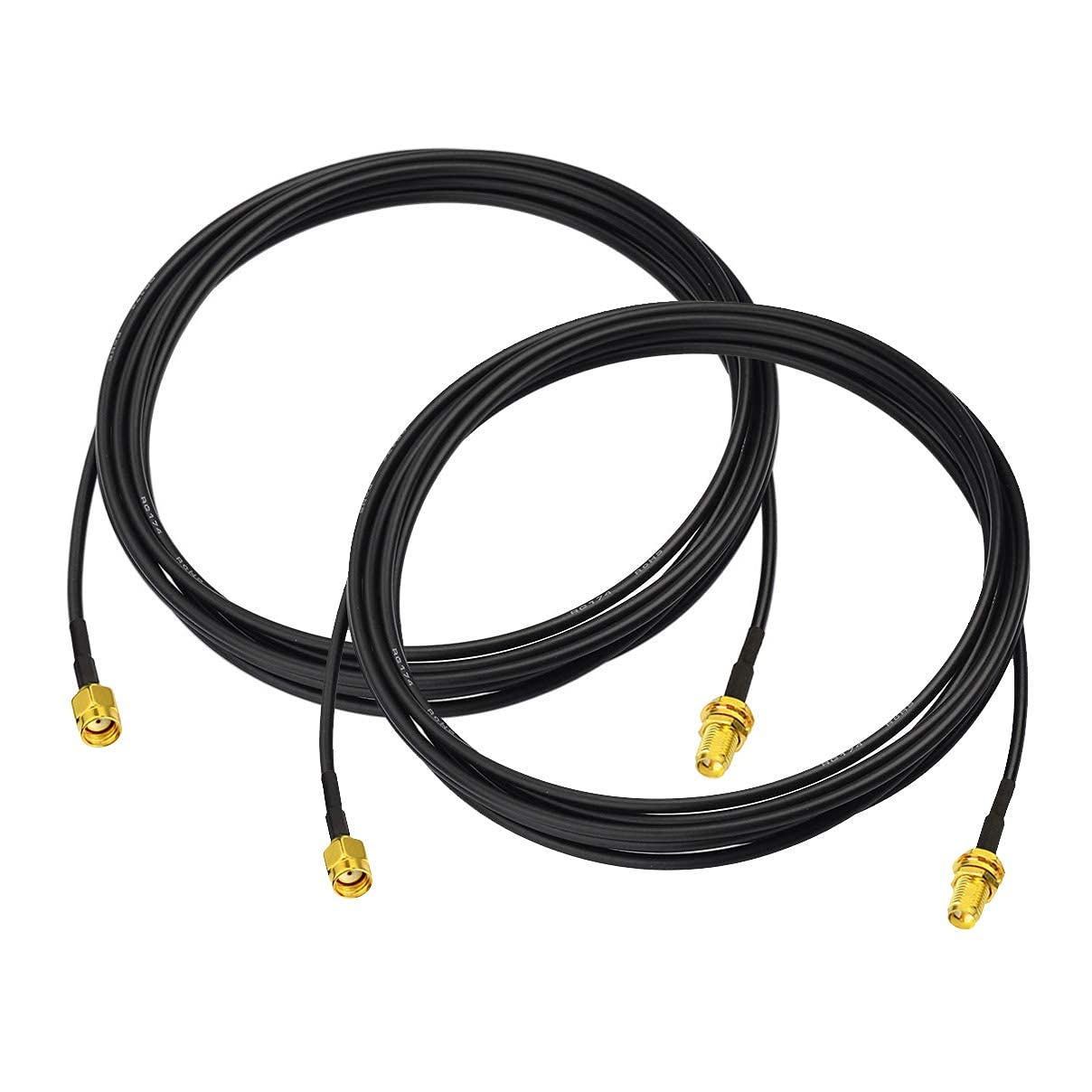 Bingfu WiFi Antenna Extension Cable 2-Pack RP-SMA Male to RP-SMA Female Bulkhead Mount RG174 Cable 3m 10 feet for WiFi Router Security IP Camera