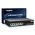 6 Ports 10Gb Unmanaged PoE Ethernet Switch with 4*2.5G Base-T PoE Ports, 2*10G RJ45 Ports. 60Gbps Switching Capacity, GiGaPlus 10Gbps Network Switch