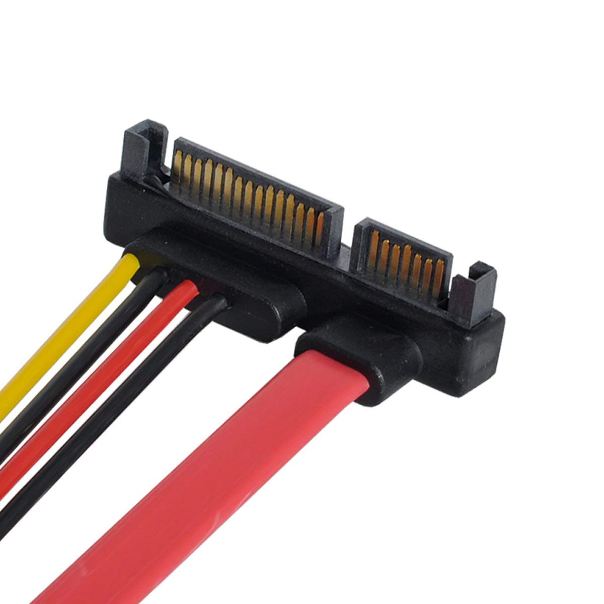 xiwai Down Angled SATA III 3.0 7+15 22 Pin SATA Male to Female Data Power Extension Cable 30cm