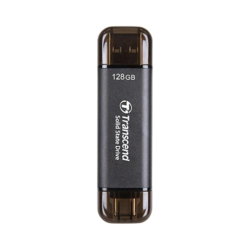 Transcend ESD310 128GB External SSD, Up to 1,050MB/s, Dual USB Flash Drive for iPhone/iPad/Mac/Windows, Android/Tablet/PC, USB 3.2 Gen 2 Thumb Drive