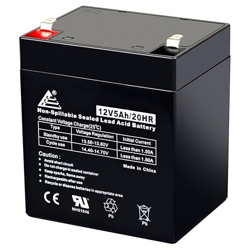 ECI Power 12V 5AH VRLA AGM 12V 5AH Rechargeable Battery for LiftMaster 485LM/Craftsman 53918/Chamberlain 4228 Garage Door Opener, Security Alarm, etc