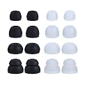 EBOOT 16 Pcs Earbud Tips Silicone Replacement, Noise Isolating Ear Bud Covers, Soft Anti-Slip Eartips, Multi Size S/M/L, Black & Clear
