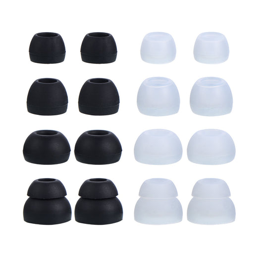 EBOOT 16 Pcs Earbud Tips Silicone Replacement, Noise Isolating Ear Bud Covers, Soft Anti-Slip Eartips, Multi Size S/M/L, Black & Clear