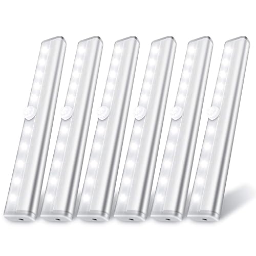 6 Pack Motion Sensor Lights, 10 LED Closet Battery Operated Lights, Stick-On Anywhere Magnetic Night Light Bar, Led Safe Light Indoor for Closet