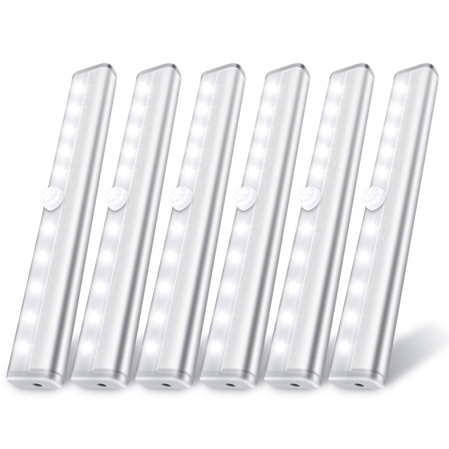 6 Pack Motion Sensor Lights, 10 LED Closet Battery Operated Lights, Stick-On Anywhere Magnetic Night Light Bar, Led Safe Light Indoor for Closet