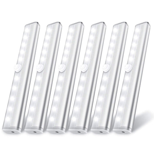 6 Pack Motion Sensor Lights, 10 LED Closet Battery Operated Lights, Stick-On Anywhere Magnetic Night Light Bar, Led Safe Light Indoor for Closet