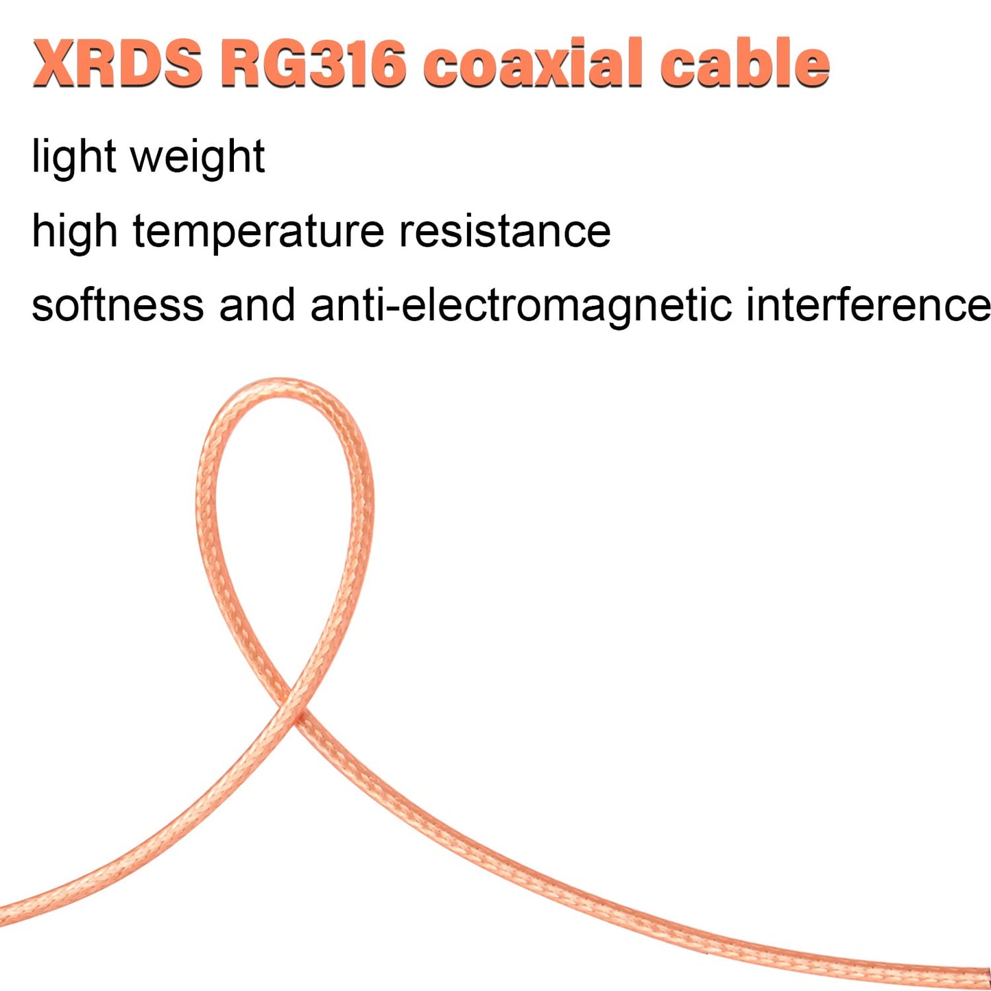 XRDS -RF BNC Cable 3FT 2PCS, 50 Ohm BNC Male to Female Bulkhead Mount RG316 Coax for Wireless Microphone System Receiver CB Radio UHF VHF Ham Radio