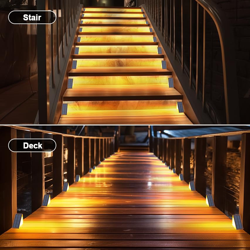 XILLUMI CORE Solar Stair Lights Outdoor Waterproof, 12 Pack IP67 Solar Lights for Steps, Warm 3000K 13 LED Dusk to Dawn Outdoor Stair Lighting