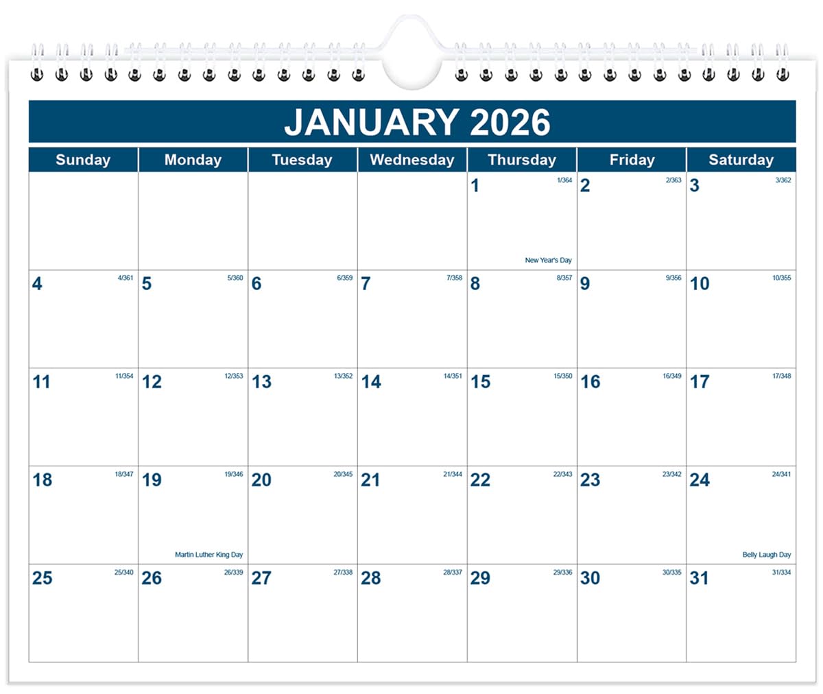 Calendar 2026-2027 - Monthly Wall Calendar from July 2026 - June 2027, Spiral Binding Hanging Wall Calendar 2026 for Home/Office, 8.5" x 11", Blue