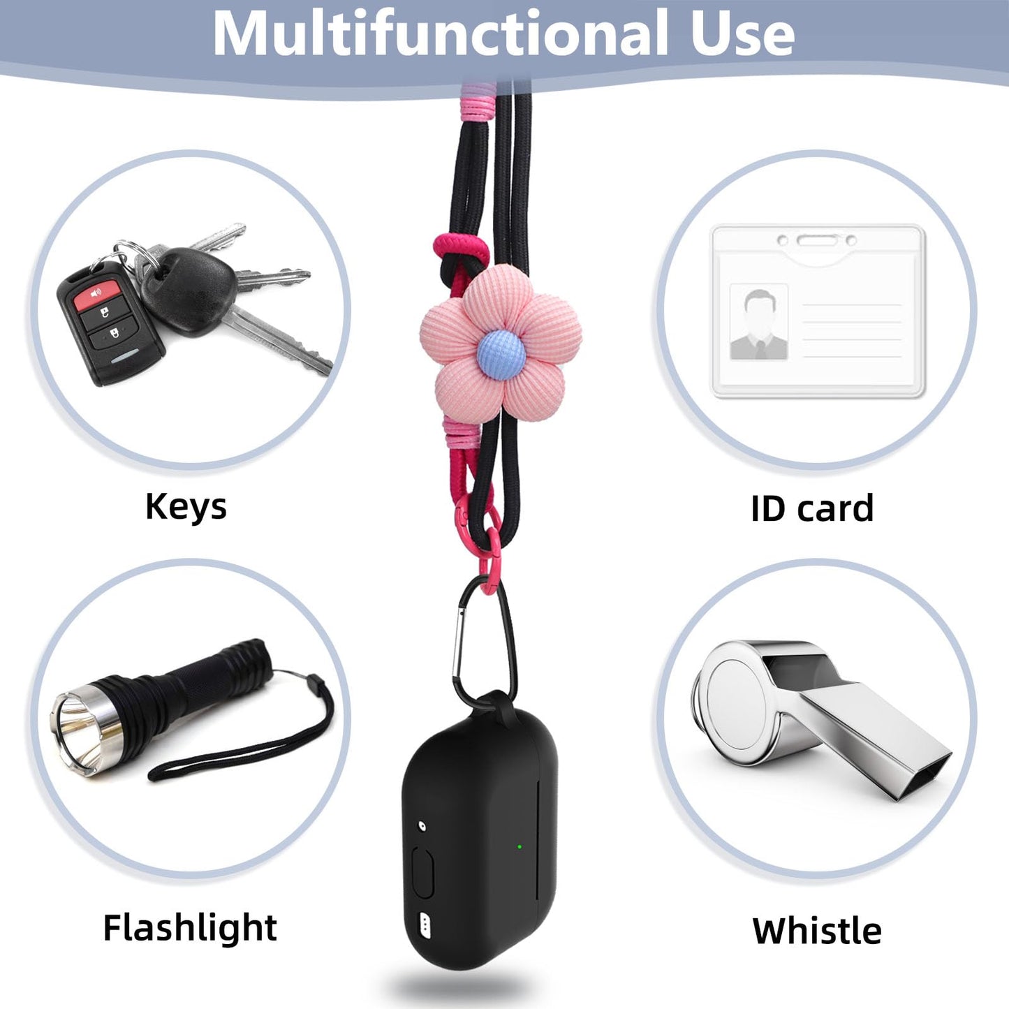 MWRDSM Phone Lanyard with Flower Anti-Theft Crossbody Strap Universal Cell Phone Nylon Lanyard Patch Neck Strap Outdoor Activities (Black)