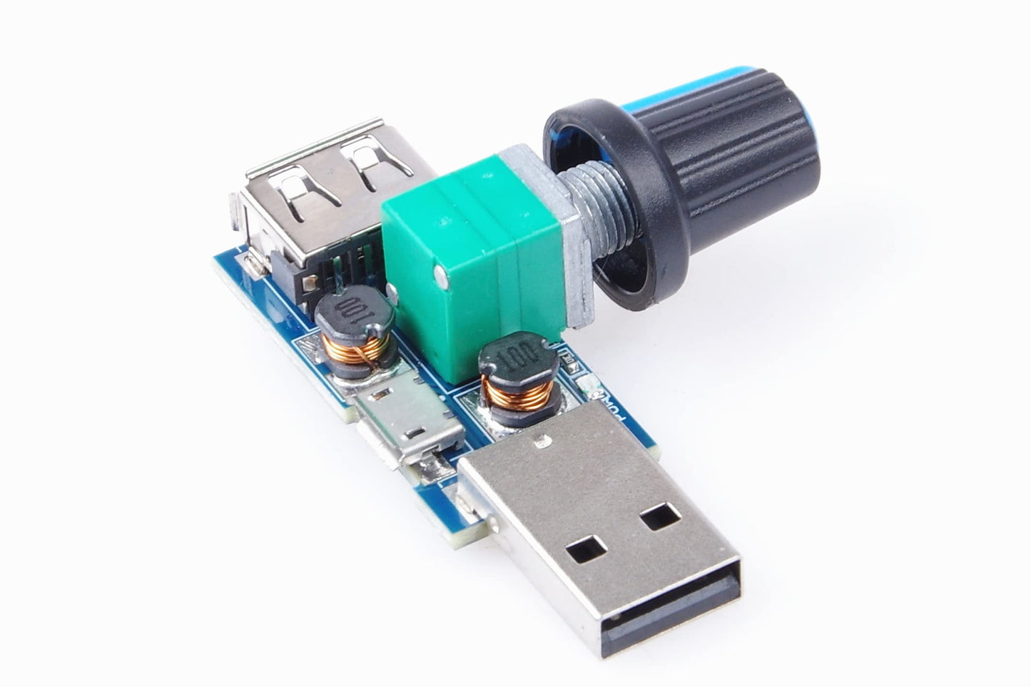 KNACRO 5W Mini USB Fan Air Volume Speed Stepless Governor Module DC 4-12V to 2.5-8V Speed Control Knob with Switch Function (1pc)