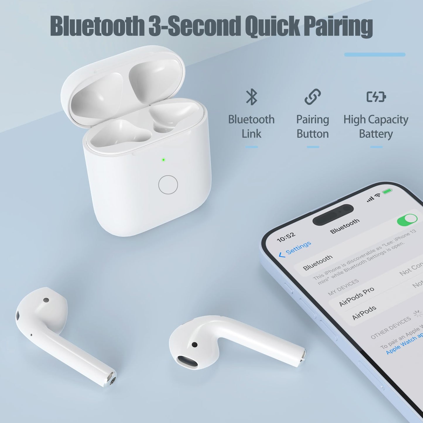 Wireless Charging Case Only for AirPods 1st 2nd gen ? Charger Case Compatible with AirPods 1/2 Gen Replacement Charger Cases, Support Bluetooth